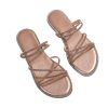 Women's Rhinestone Strappy Open Toe Slide Sandals Slip on Casual Flat Sandals