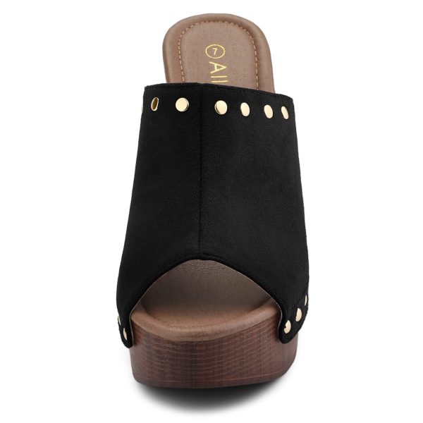 Women's Open Toe Platform Block Heel Slides Sandals