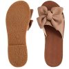 Women's Open Toe Flat Sandals Bow Knot Slides Leather Summer Slippers