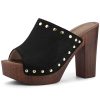 Women's Open Toe Platform Block Heel Slides Sandals