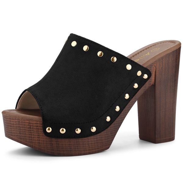 Women's Open Toe Platform Block Heel Slides Sandals