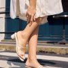 Womens Slide Sandals Mesh Chunky Heels Mules Square Open Toe Slip On Summer Dress Shoes
