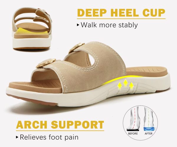 Womens Orthotic Slides Comfort Plantar Fasciitis Arch Support Slip on Flat Sandals Ladies Soft Cushion Fashion Yoga Mat Slippers