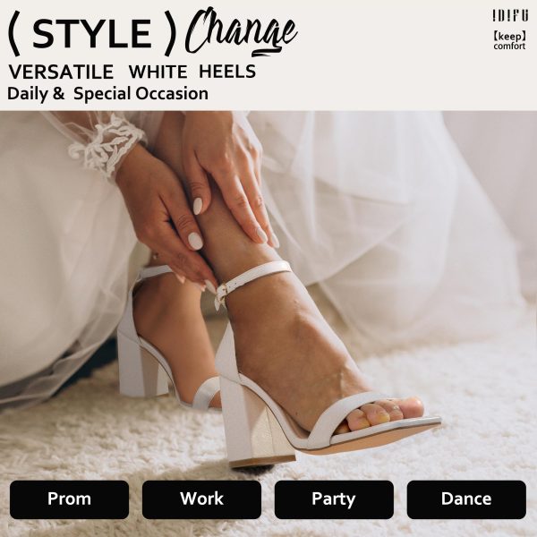 IN4 High Chunky Block Heels Square Open Toe Ankle Strap Heeled Sandals Wedding Bridal Prom Dance Summer Dressy Comfortable Sexy