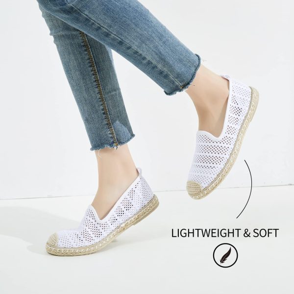 Women's Breathable Mesh Flats Shoes, Soft Loafers Flats, White Slip on Shoes Loafer