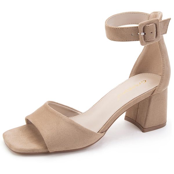 Sandals For Women 2025 Women's Ankle Strap Block Heels Dress Shoes Open Toe Heeled Sandals