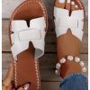 Women's Open Toe Flats Sandals Cut Out Slip on Summer Trendy Slide Sandals