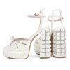 Women's Platform High Heels Square Open Toe Pearl Heels Buckle Rhinestones Summer Elegant Sandals
