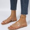 Women's Clear Sandals Strappy Jelly Flat Slides Dressy Open Toe Cute Vacation Beach Shoes 2025