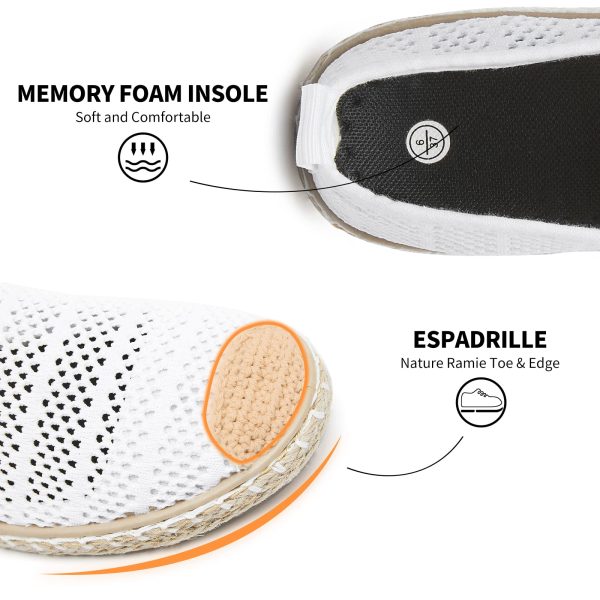Women's Breathable Mesh Flats Shoes, Soft Loafers Flats, White Slip on Shoes Loafer