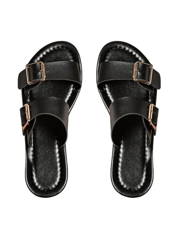 Women's Buckle Sandals Summer Slides Open Toe Beach Outdoor Sandal Shoes