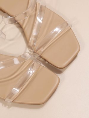 Women's Clear Sandals Strappy Jelly Flat Slides Dressy Open Toe Cute Vacation Beach Shoes 2025