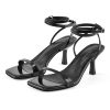 Heeled Sandals Square Open Toe Kitten Heels Strappy Ankle Strap Low Heel Sandals for Women Party Wedding Shoes