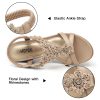 Women's Low Wedge Heels Summer Dressy Platform Sandals Elastic Ankle Strap Open Toe Flower Shoes