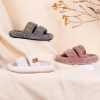 Womens Fuzzy Open-toe Slippers Soft Comfy Memory Foam Indoor House Shoes