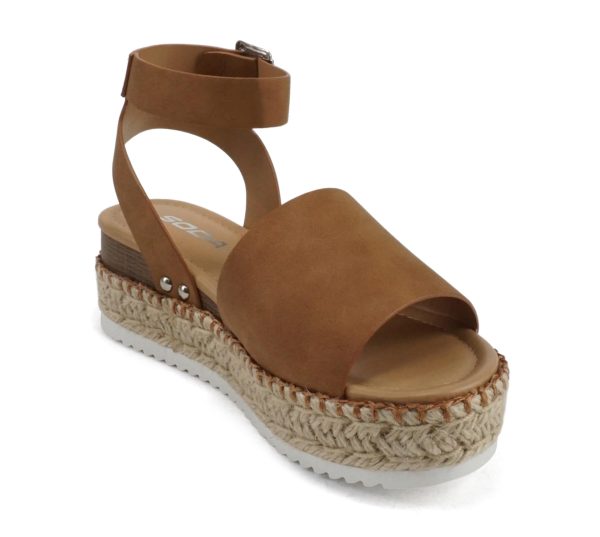 Topic Open Toe Buckle Ankle Strap Espadrilles Flatform Wedge Casual Sandal
