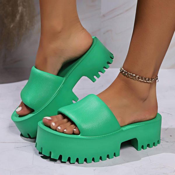 Womens Backless Platform Sandals Slip On Thick Sole Waterproof Slippers Open Toe Summer Shoes for Women