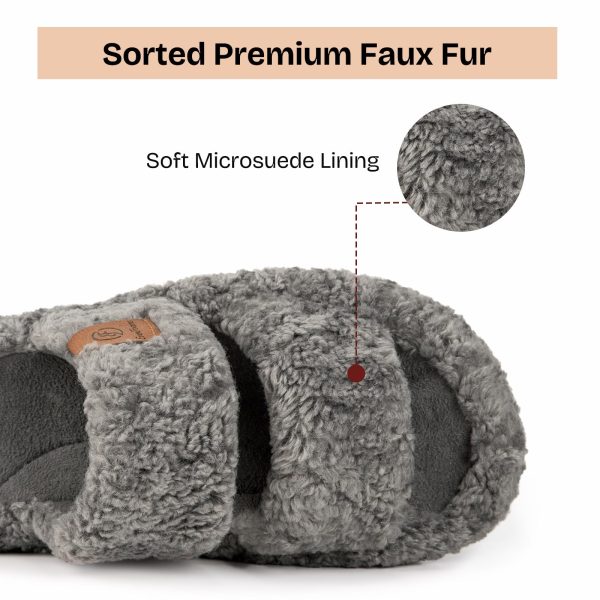 Womens Fuzzy Open-toe Slippers Soft Comfy Memory Foam Indoor House Shoes