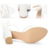 Lace Open Toe Bow Ankle Strap Block Heel Sandals for Women