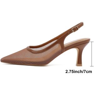 Kitten Heels for Women Slingback Pointed Closed Toe Heels Women's Pumps Shoes for Wedding, Party, Commuting