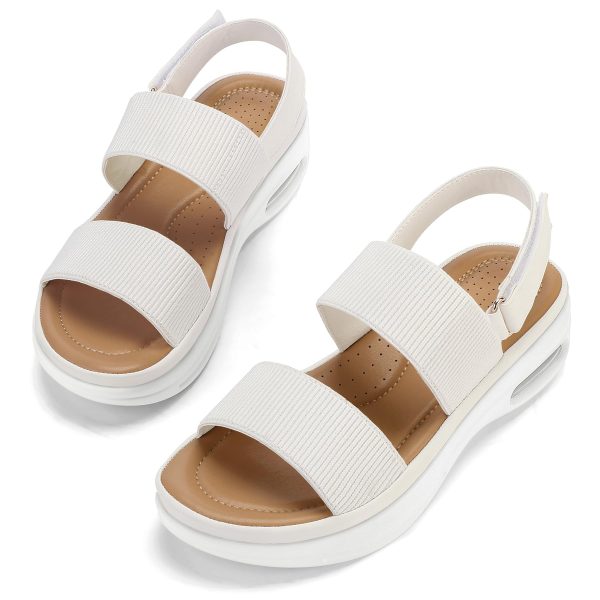 Women's Walking Sandals Comfortable Air Cushion Platform Elastic Ankle Strap Open Toe Ourdoor Summer Shoes