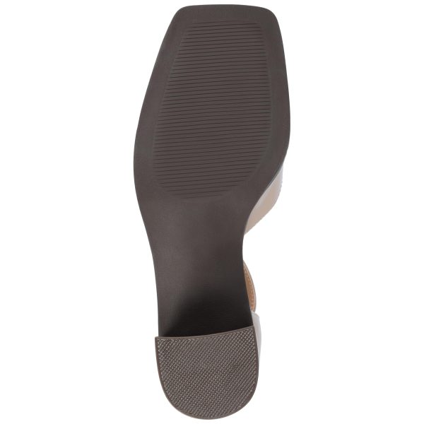 Womens Buckle Strap Open Square Toe Chunky Stacked Block Heel Evangeline Comfort Foam Pumps