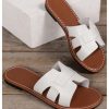 Women's Open Toe Flats Sandals Cut Out Slip on Summer Trendy Slide Sandals