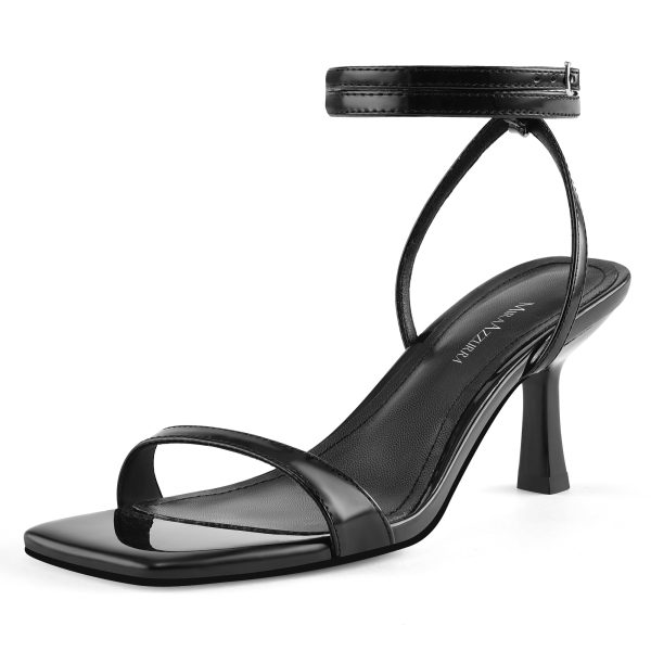 Heeled Sandals Square Open Toe Kitten Heels Strappy Ankle Strap Low Heel Sandals for Women Party Wedding Shoes