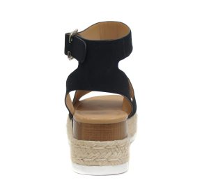 Topic Open Toe Buckle Ankle Strap Espadrilles Flatform Wedge Casual Sandal