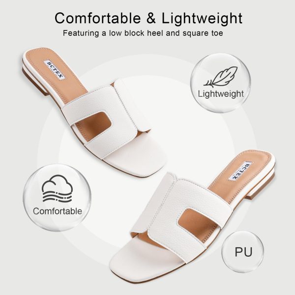 Women's Flat Sandals Comfortable Summer Open Toe Slip On Dressy Slide Sandals