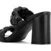 Women's Braided Heeled Sandals Square Open Toe Summer Heels Slip On Dressy Sandals with Chunky Heel 3.35 Inch