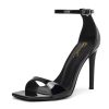 High Heeled Sandals for Women One Strap Heels with Square Open Toe 4 Inch Stiletto Ankle Strap Shoes Elegant Sexy Dress Wedding