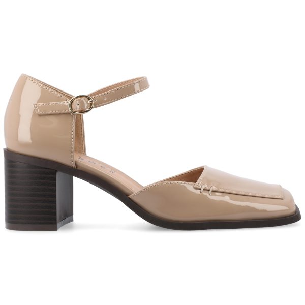 Womens Buckle Strap Open Square Toe Chunky Stacked Block Heel Evangeline Comfort Foam Pumps