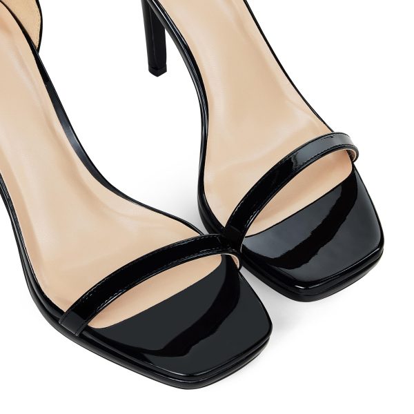 Women Strappy High Heeled Sandals,4.3-Inch Stiletto Open Square Toe Heels with Ankle Strap at Wedding Bride Prom Date Work