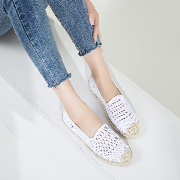 Women's Breathable Mesh Flats Shoes, Soft Loafers Flats, White Slip on Shoes Loafer