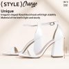 IN4 High Chunky Block Heels Square Open Toe Ankle Strap Heeled Sandals Wedding Bridal Prom Dance Summer Dressy Comfortable Sexy