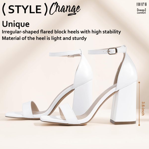 IN4 High Chunky Block Heels Square Open Toe Ankle Strap Heeled Sandals Wedding Bridal Prom Dance Summer Dressy Comfortable Sexy