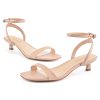 Women Kitten Heel Sandals Ankle Strap Heeled Sandals Square Open Toe Dress Party Shoes