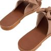 Women's Open Toe Flat Sandals Bow Knot Slides Leather Summer Slippers