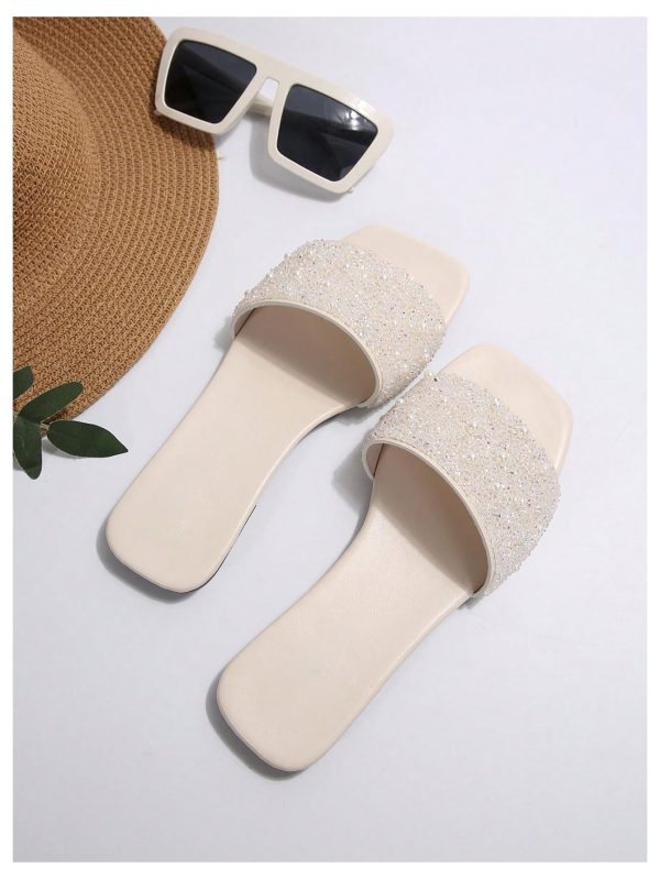 Glitter Sandals Sparkly Sandals Casual Rhinestone Slides Bling Open Toe Sandals