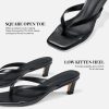 Kitten Heels Sandals for Women Square Open Toe Flip Flops Strappy Heels for Women Sandals Slides