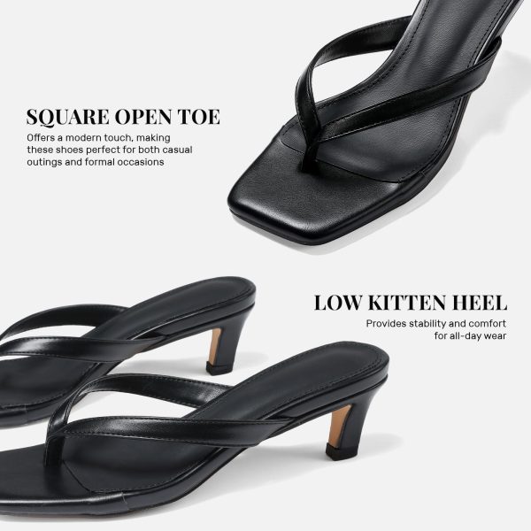 Kitten Heels Sandals for Women Square Open Toe Flip Flops Strappy Heels for Women Sandals Slides
