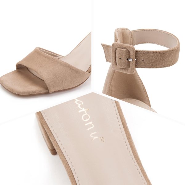 Sandals For Women 2025 Women's Ankle Strap Block Heels Dress Shoes Open Toe Heeled Sandals