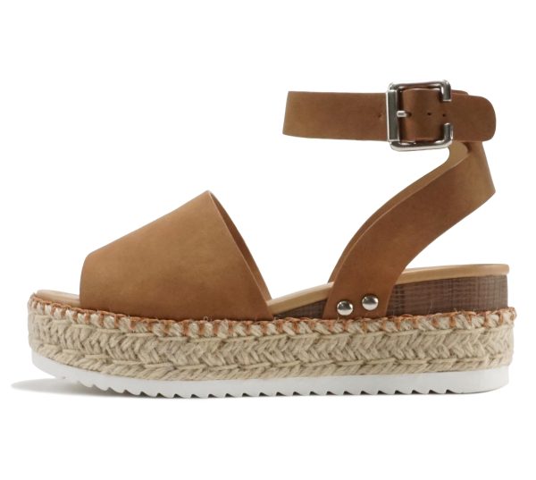Topic Open Toe Buckle Ankle Strap Espadrilles Flatform Wedge Casual Sandal