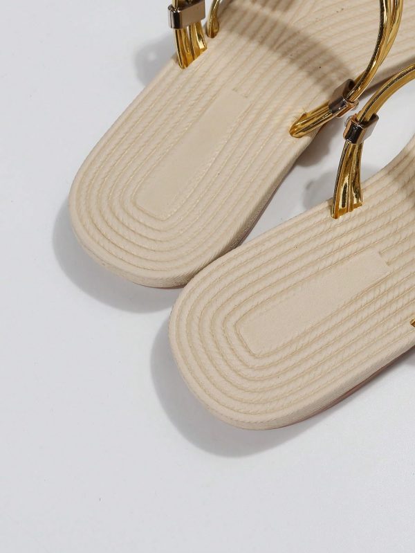Women's Heart Decor Outdoors Flat Sandals Open Toe Summer Solid Plain Slide Sandals