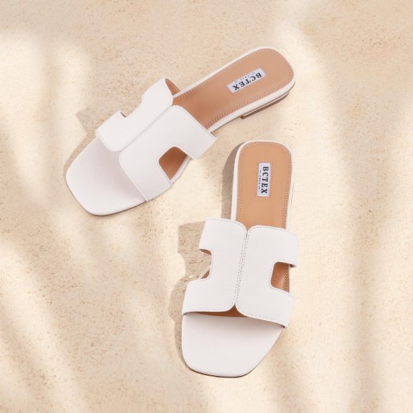 Women's Flat Sandals Comfortable Summer Open Toe Slip On Dressy Slide Sandals