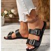 Women's Buckle Sandals Summer Slides Open Toe Beach Outdoor Sandal Shoes