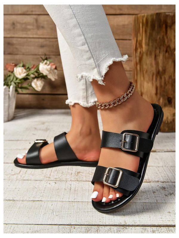 Women's Buckle Sandals Summer Slides Open Toe Beach Outdoor Sandal Shoes