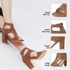 Chunky Heeled Sandals for Womens Bohemian Cutout Open Toe Summer Block Heeled Party Sandals