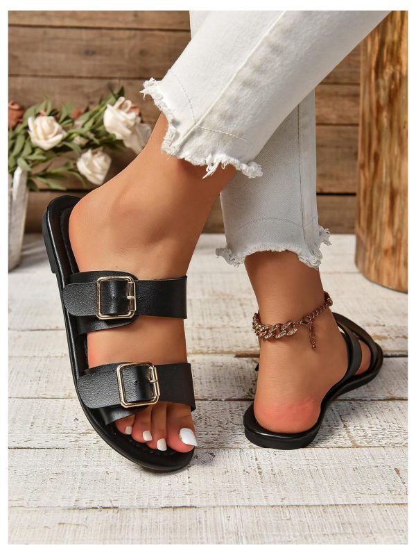 Women's Buckle Sandals Summer Slides Open Toe Beach Outdoor Sandal Shoes